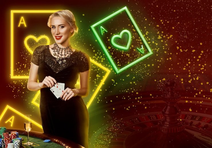 Tampilan meja Sic Bo live dengan dealer dan tiga dadu di pgbet